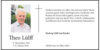 Anzeige von Theo Lülff 