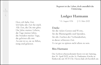 Anzeige von Ludger Harmann 
