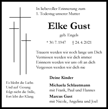 Anzeige von Elke Gust 