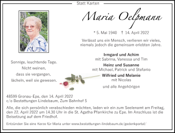 Anzeige von Maria Oelpmann 