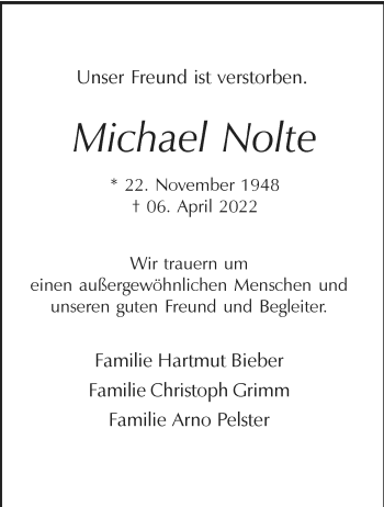 Anzeige von Michael Nolte 