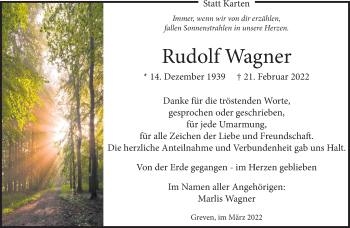 Anzeige von Rudolf Wagner 