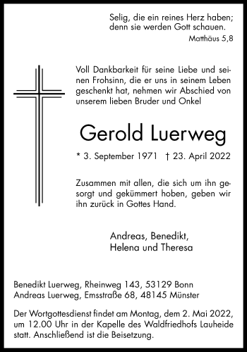 Anzeige von Gerold Luerweg 