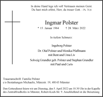 Anzeige von Ingmar Polster 