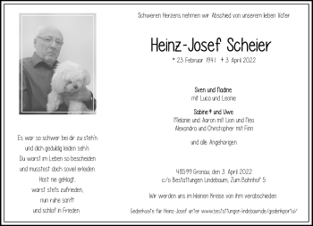 Anzeige von Heinz-Josef Scheier 