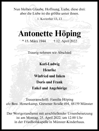 Anzeige von Antonette Höping 