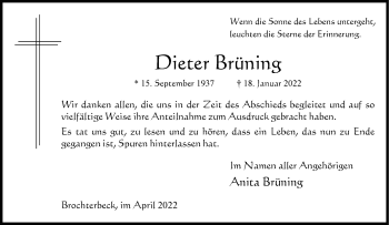 Anzeige von Dieter Brüning 