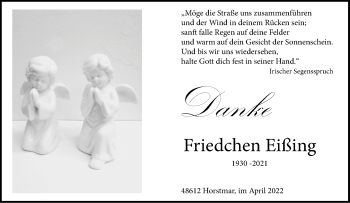 Anzeige von Friedchen Eißing 