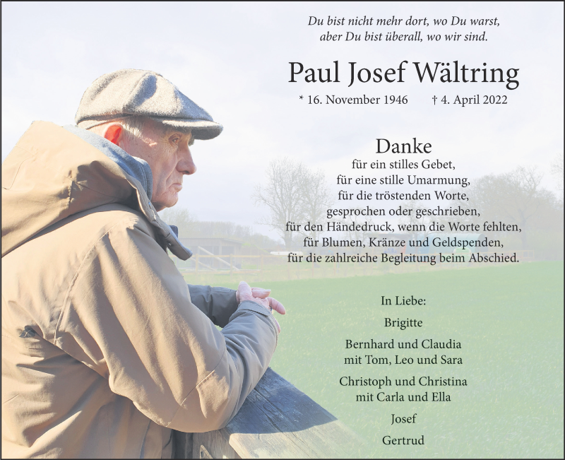 Traueranzeige für Paul Josef vom 21.05.2022 aus 