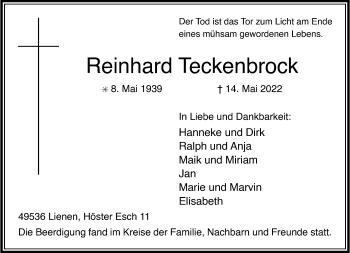 Anzeige von Reinhard TeckenBrock 