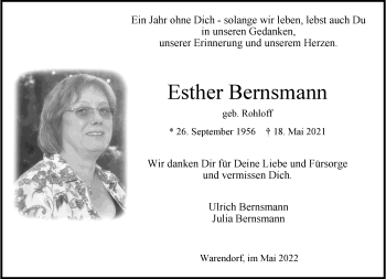 Anzeige von Esther Bernsmann 