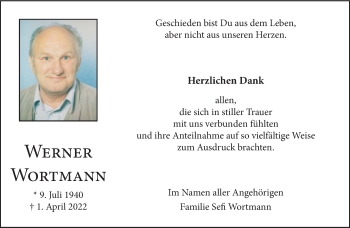 Anzeige von Werner Wortmann 
