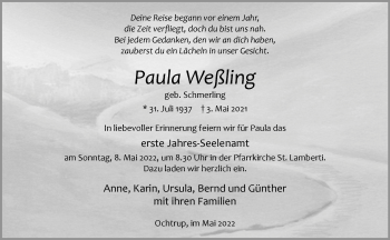 Anzeige von Paula Weßling 