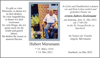 Anzeige von Hubert Mersmann 