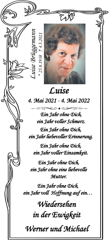 Anzeige von Luise Brüggemann 