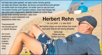 Anzeige von Herbert Rehn 