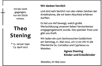 Anzeige von Theo Stening 