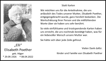 Anzeige von Elisabeth Poether 