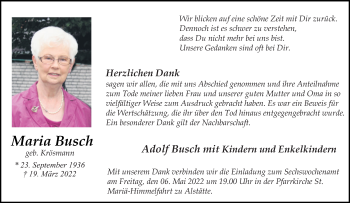 Anzeige von Maria Busch 
