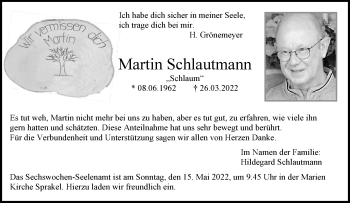 Anzeige von Martin Schlautmann 