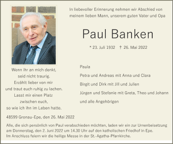 Anzeige von Paul Banken 