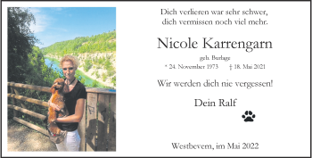 Anzeige von Nicole Karrengarn 
