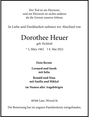 Anzeige von Dorothee Heuer 