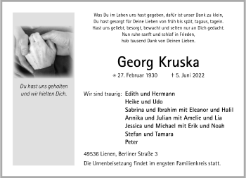 Anzeige von Georg Kruska 