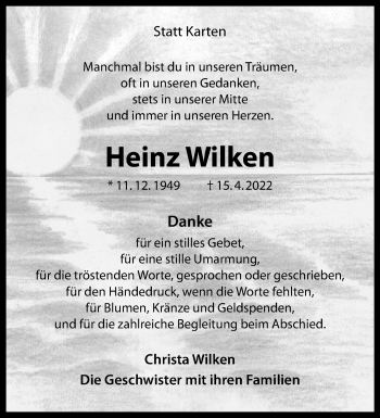 Anzeige von Heinz Wilken 