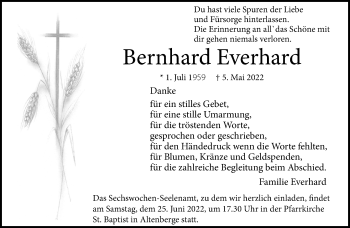 Anzeige von Bernhard Everhard 