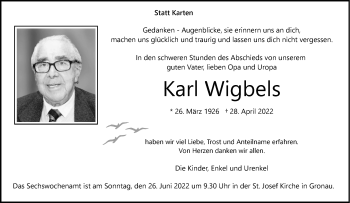 Anzeige von Karl Wigbels 