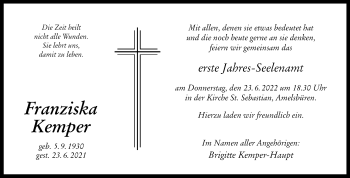 Anzeige von Franziska Kemper 