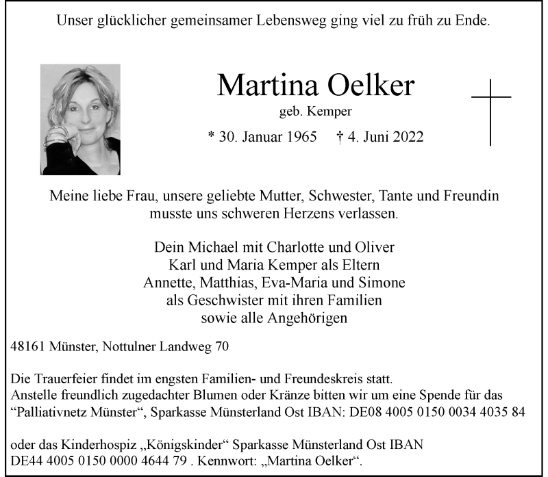  Traueranzeige für Martina Oelker vom 11.06.2022 aus 