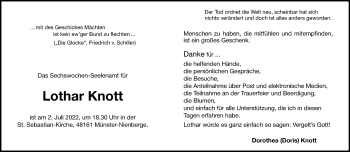 Anzeige von Lothar Knott 