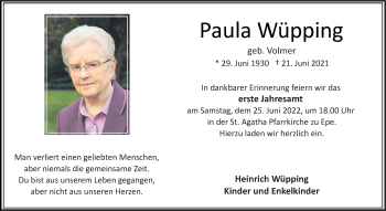 Anzeige von Paula Wüpping 