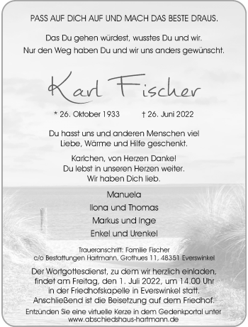 Anzeige von Karl Fischer 
