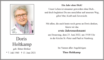 Anzeige von Doris Holtkamp 