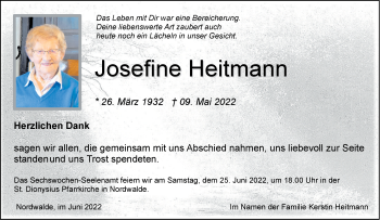 Anzeige von Josefine Heitmann 