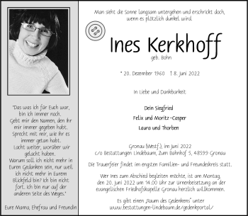 Anzeige von Ines Kerkhoff 