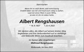 Anzeige von Albert Rengshausen 