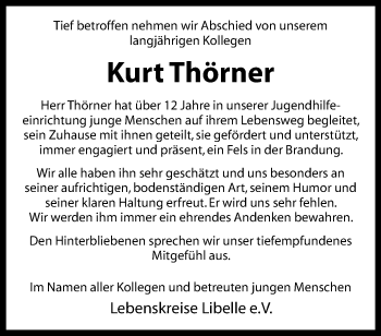 Anzeige von Kurt Thörner 