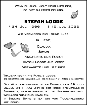 Anzeige von Stefan Lodde 