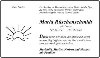Anzeige von Maria Rüschenschmidt 