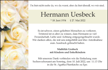 Anzeige von Herman Uesbeck 