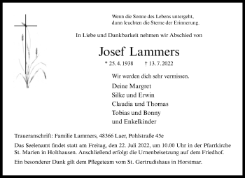 Anzeige von Josef Lammers 