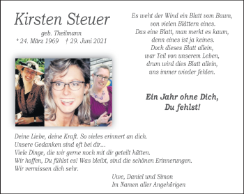 Anzeige von Kirsten Steuer 