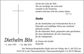 Anzeige von Diethelm Bös 