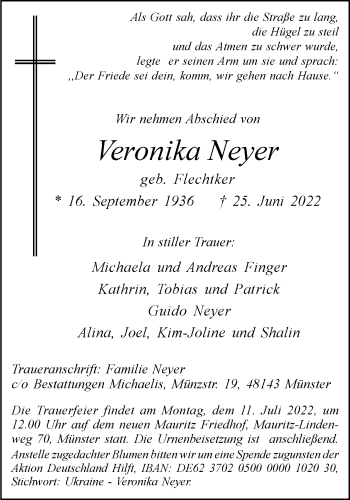 Anzeige von Veronika Neyer 