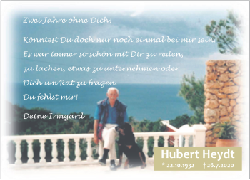 Anzeige von Hubert Heydt 