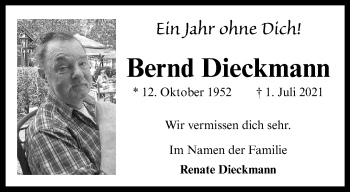 Anzeige von Bernd Dieckmann 